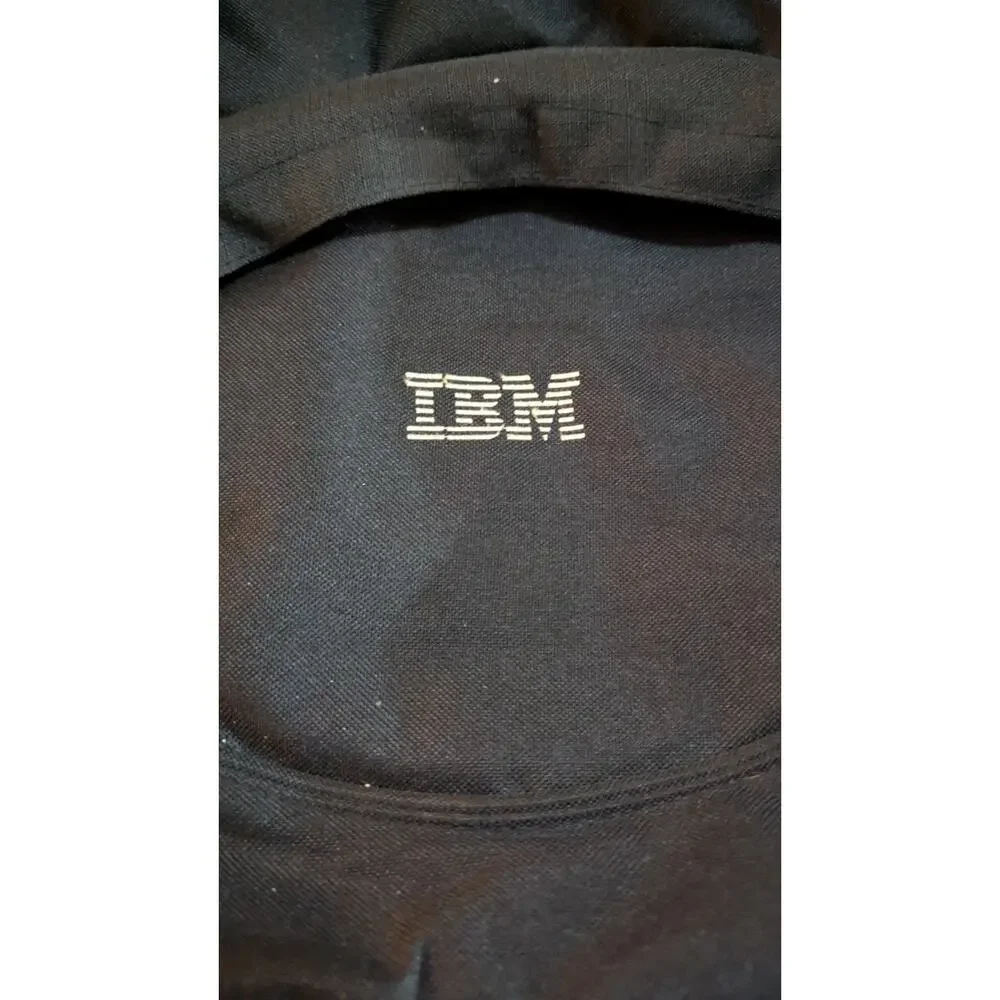 IBM Padded Laptop Backpack Logo Pockets Black Bag Canvas Company Employee